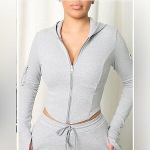 Bad Society Ella corset hoodie grey size S